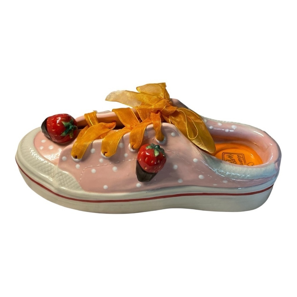 Diane’s Happy Toes Strawberry Sneaker Tea Light Holder, Pink w/Strawberries.